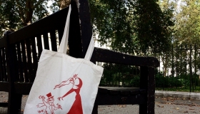 Dracula Tote Bag At it Again! on Bench websize