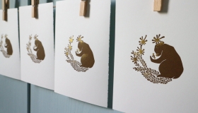 bear print drying on line